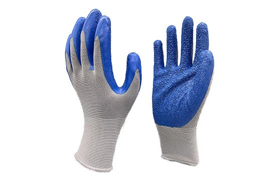 Nitrile blue wrinkled work gloves