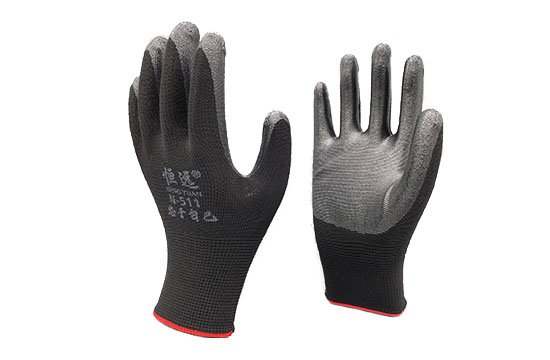 Black nitrile safety work gloves